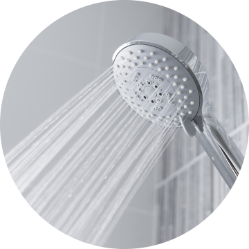 a showerhead streaming water