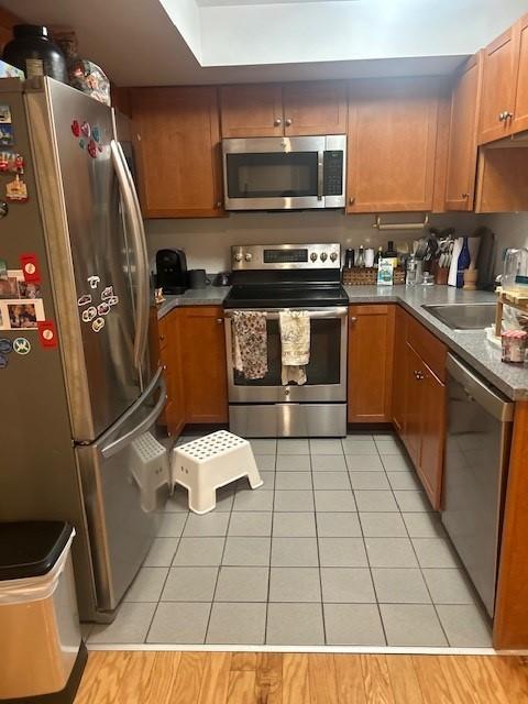 Kitchen with stainless steel appliances