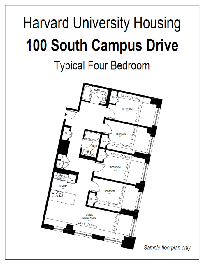 100 South Campus Drive Four Bedroom Sample Floorplan