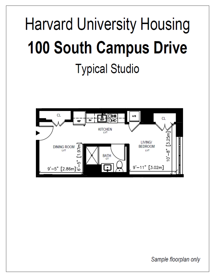100 South Campus Drive Studio Sample Floorplan